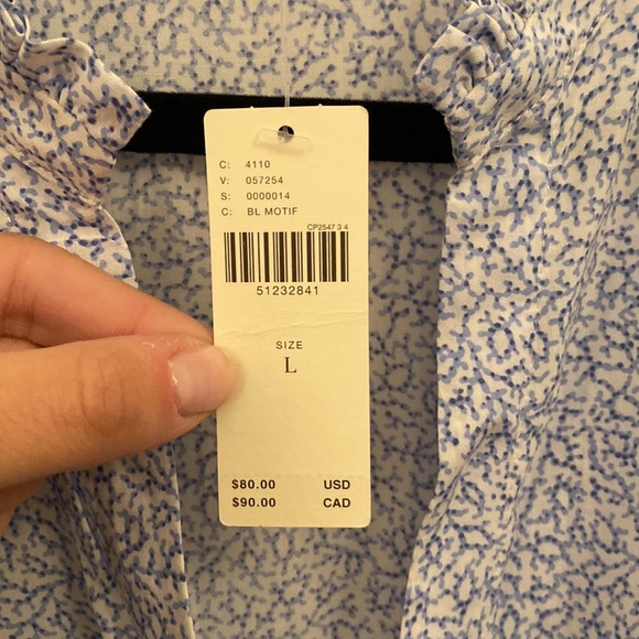 Maeve by Anthropologie blue and white flowy blouse/top in size L - Picture 2 of 3